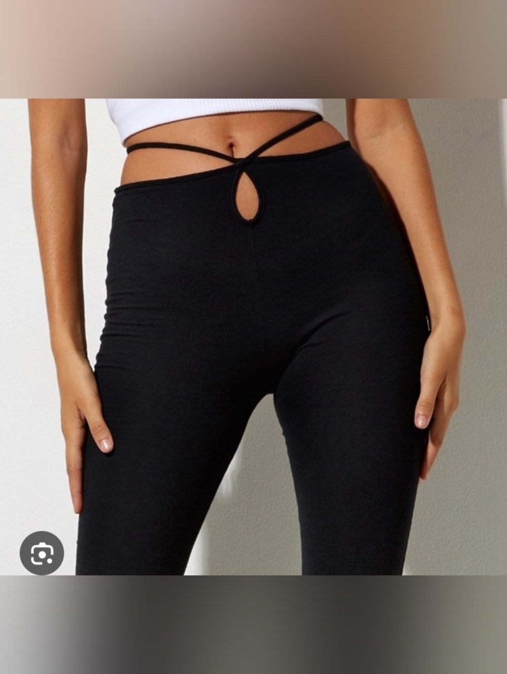NWOT Cutout High-Waist Black Flared Women's Pants - Picture 6 of 16